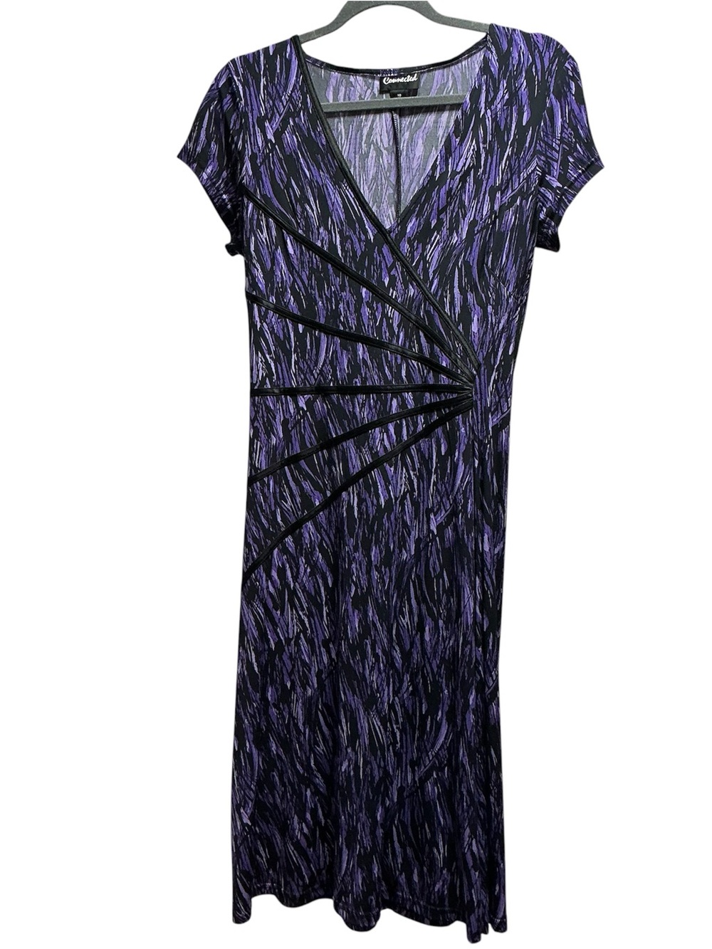 Women’s Connected Short Sleeve Purple Fit & Flair Midi Dress Sz 10